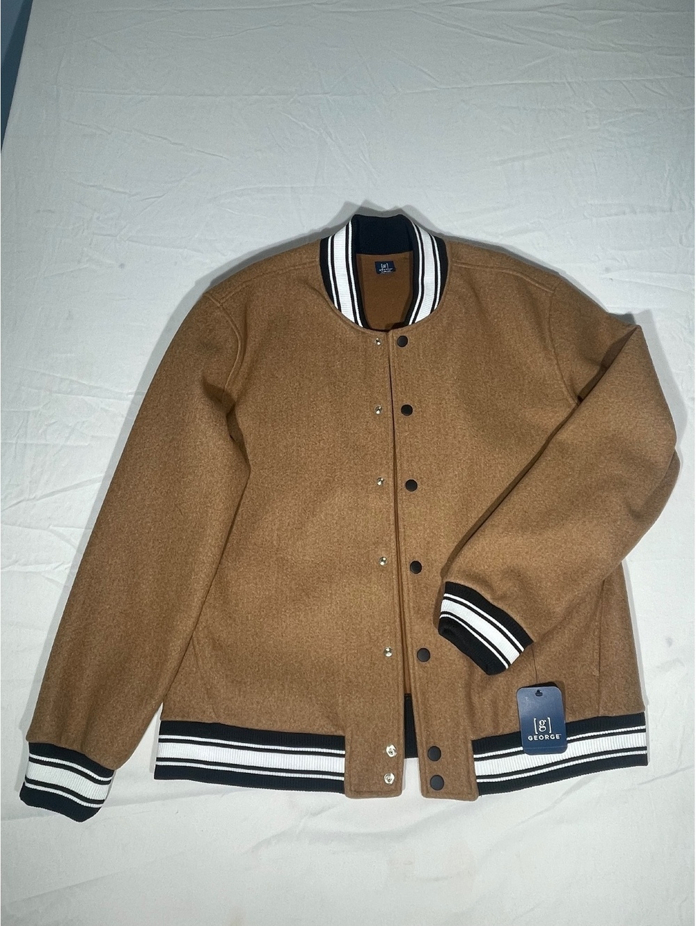 George Varsity Bomber Jacket, Brown, Size L (42–44)